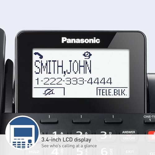Panasonic Corded/Cordless Phone with Advanced Call Block, 2-Way Recording and Digital Answering Machine, 1 Handset Expandable up to 6 Cordless Handsets - KX-TGF850B (Black)