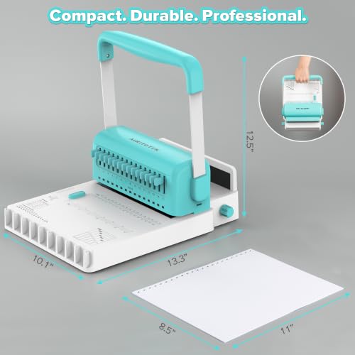 2:1 Pitch Book Binding Machine with 15 Disengageable Dies – Professional Wire 20 to 25‑Sheet Punch Capacity, Portable Binding Kit with 10PCS 5/8" Wires, Perfect for DIY Notebooks, Albums & Calendars