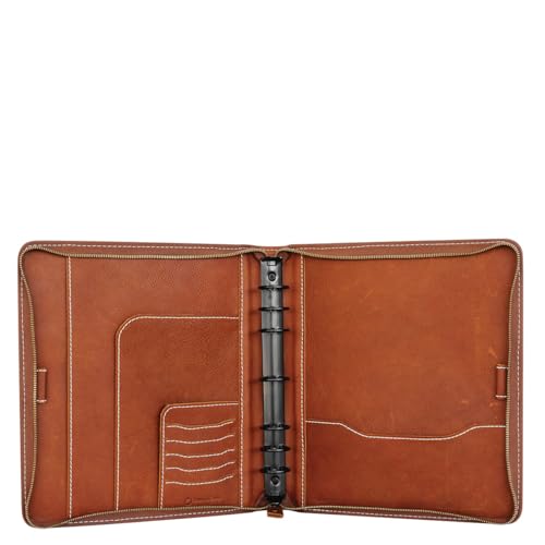 FranklinCovey - Colt Ring-Bound Binder for FranklinCovey Planners | Leather - Zipper Binder (Monarch, Rustic)