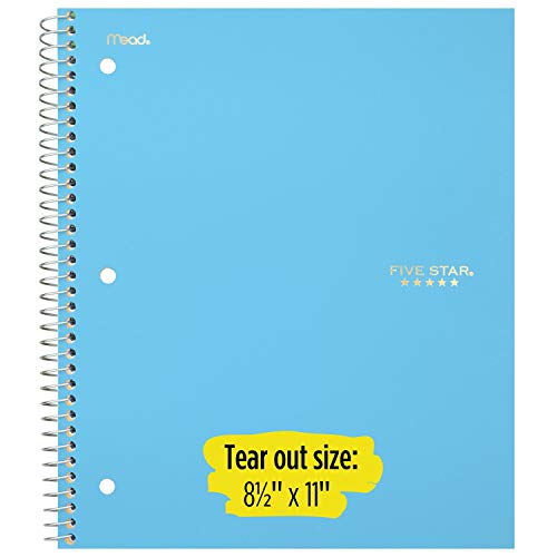 Five Star Spiral Notebooks, 1 Subject, College Ruled Paper, 100 Sheets, 11 x 8-1/2 inches, Assorted Colors, 6 Pack (38057)