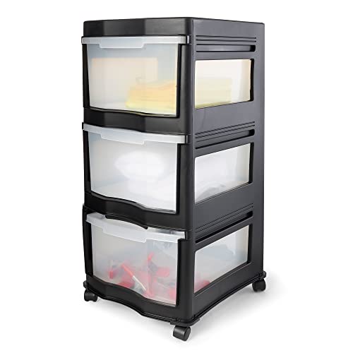 Life Story 3 Drawer Plastic Shelf Storage and Organizer with Wheels, Gray
