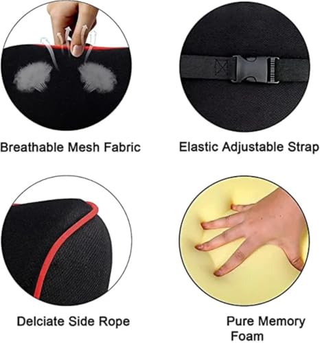 SamLng Memory Foam Car Seat Pillow Set, Neck Headrest Lumbar Back Support Cushion(Black Red Set-1)