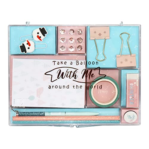 Cute Kawaii Stationery Set School Supplies Pencil Binder Clips Paper Notepad Kids Gift for Children