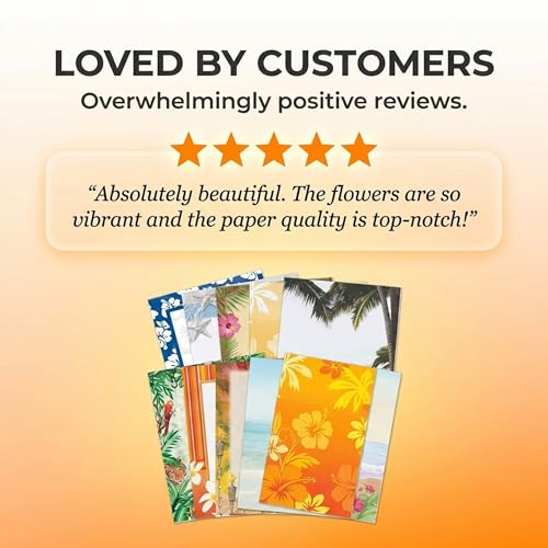 PaperDirect Everyday Tropical Border Paper, 100 Sheets Ocean, Beach, Palm Tree & Floral Designs, 8.5 x 11 Premium Printer Stationery Letterhead for Invitations, Flyers & Summer-Themed Prints
