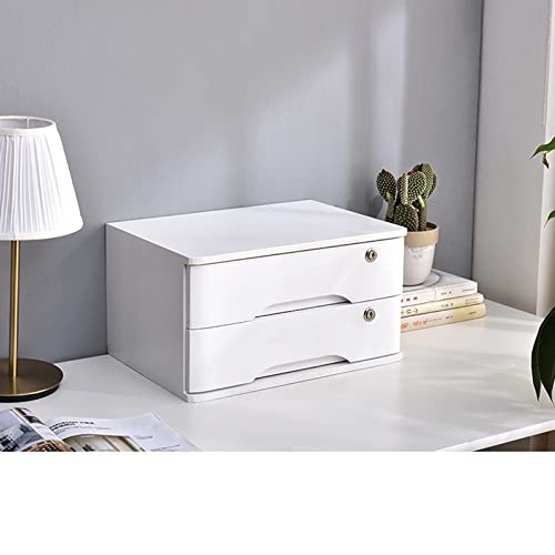 ELUKHT Solid Wood Storage Box - File Cabinet A4 Flat File Cabinet with Lock, Desktop Drawer Storage Cabinet, Wooden Storage Box, Desk Organizers with Lock (2 Layer)