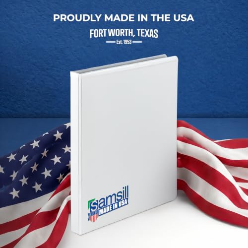 Samsill 0.5 Inch 3 Ring Binder, Economy Round Ring, Clear View Cover, 100 Sheet Capacity - for School, Home, Office - White, 12 Pack