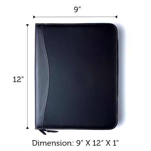 Planner Pad Spiral Bound Executive Size Cover, Fits 8 ½” x 11” Size Planner Pad Planner Only, Cowhide Leather, Black
