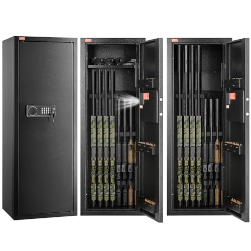 VEVOR Rifle Safe with Digital Keypad up to 8 Gun, Tall Gun Storage Cabinet with Removable Shelf, Quick Access for Home Shotguns and Rifles (Assembly Required)