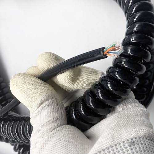 8 Core 22AWG Coiled Spring Cord, Spiral Network Cable for Handwheel