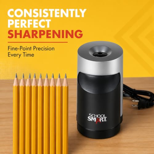Casafoyer Electric Pencil Sharpener for Classroom, Heavy Duty Automatic Vertical Design, 6 x 4 Inches, Black and Gray, Pack of 2