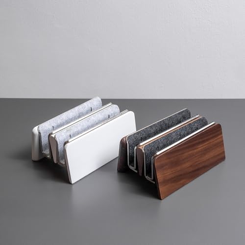 Raico Verical Laptop Stand MacBook Walnut Wood Dual Laptop Vertical Setup Holder Stand (Matte White, Dual Slot | Adjustable)