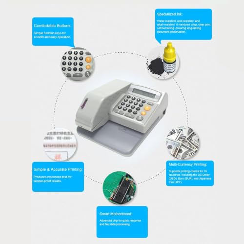 Check Writer Machine, with Extra Ink Cartridge Refill Ink Bottle