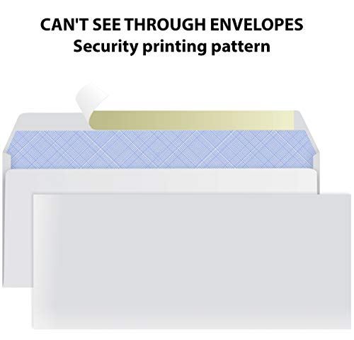 #10 Envelopes Letter Size Self Seal | 500 Business Mailing Security Peel and Sealing Envelope | 100% Tinted | no 10 White Windowless Legal Regular Plain Envelops Pack | 4-1/8 x 9-1/2 Inches | 24 LB