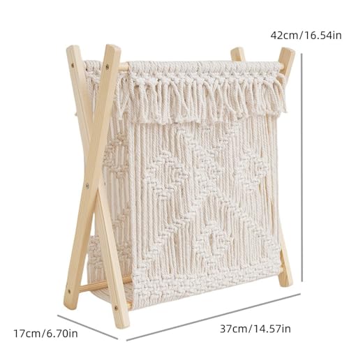 HGIYA Basket Storage Box Kitchen Macrame Book Rack,Boho Home,Standing For Books,Newspaper,Multi-Functional Standing