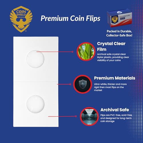 Coin Shield 1000 Penny 2x2 Cardboard Coin Flips with Mylar Windows Archival Safe Cent