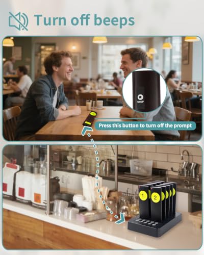 Wireless Restaurant Pager System Buzzers for Restaurant 10 Pagers