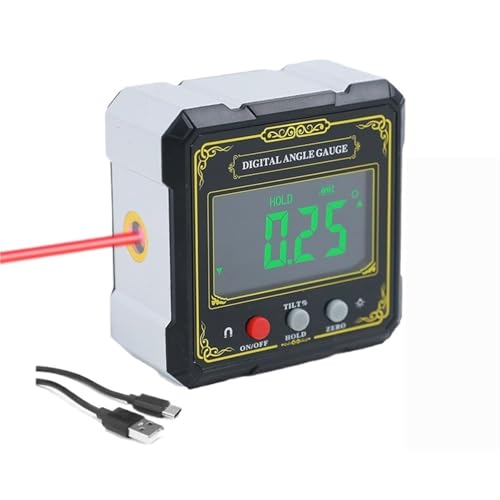 YQQEWI 1pcs Laser Digital Protractor with Four-Sided Magnetic Box(Yellow)