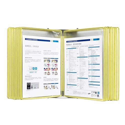 Magnetic Flip-Page Folders, With 20 Display Pockets, Letter-Size(Yellow)