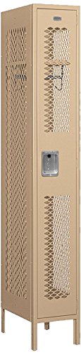 Salsbury Industries 71168TN-U Single Tier 12-Inch Wide 6-Feet High 18-Inch Deep Unassembled Vented Metal Locker, Tan Brown