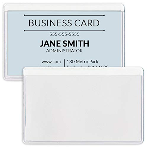 STORE SMART - Business Card Holder - 2" x 3 1/4" - Vinyl Plastic - Open Long-White Back - 500 Pack - PE222LW-500