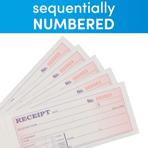 42 Pack Receipt Book with Carbon Copies, Money and Rent Receipt Book 2 Part Carbonless, 2-3/4" x 6-1/2" Receipt Book for Small Business, 50 Sets per Book