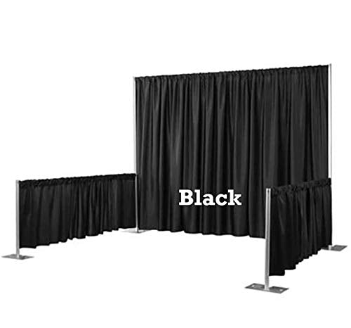 CanvasETC Pipe and Drape Trade Show Display Booth Package (1) 10 ft. x 10 ft. - Black Banjo Uprights, Drape Supports,Bases, Drape