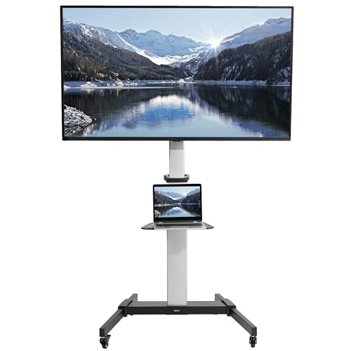 VIVO Black Rolling TV Cart w/Shelf for 32 to 83 inch Screens, STAND-TV09