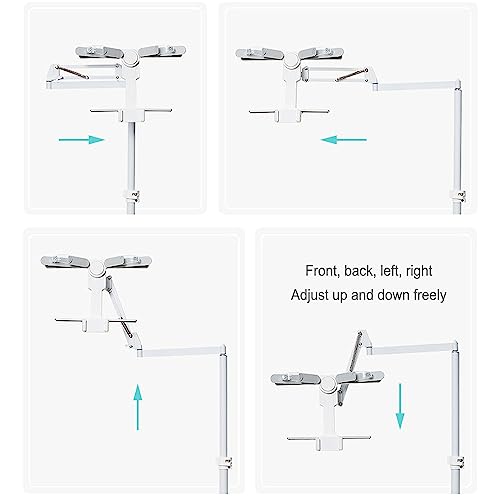 Buhelyc Book Holder Floor Stand with Wheels, Portable Tablet Floor Stand Holder with Lights, Hands Free Book Holder Stand, Easy to Move, Adjustable Height Angle, for Laptop, Magazines(Size:NO LAMP)