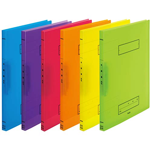 PLUS Plus Annual Set Name School Punchless File, A4, Z Type, 6 Sheets Set (6 Colors, 1 Pack of Each Color)