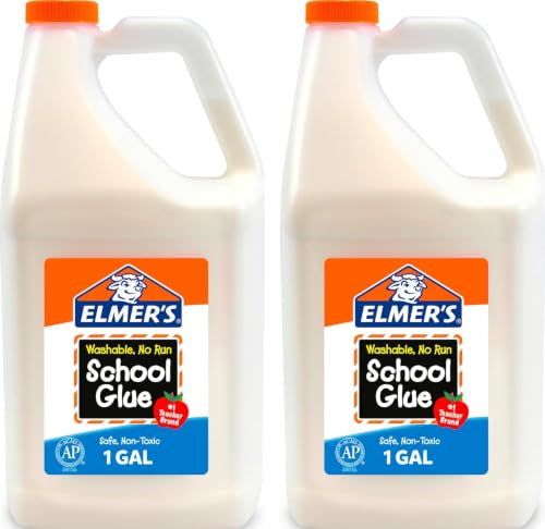 Elmer's White Liquid School Glue, 1 Gallon 2 Count, Washable, #1 Teacher Brand - Arts & Crafts, Great for Making Slime