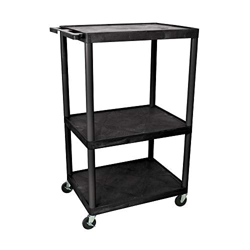 Luxor Multipurpose Rolling Audio/Video Presentation Utility Cart with 3 Large Shelves - Black