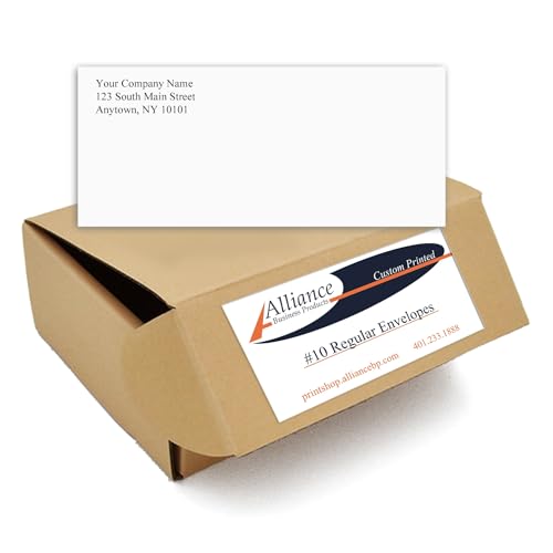 #10 Envelopes Printed With Return Address, Regular White Side Seam with Smooth Finish, Letter Envelopes for Business, Organizations and Personal Use, Gummed Envelopes #10 (1,000)