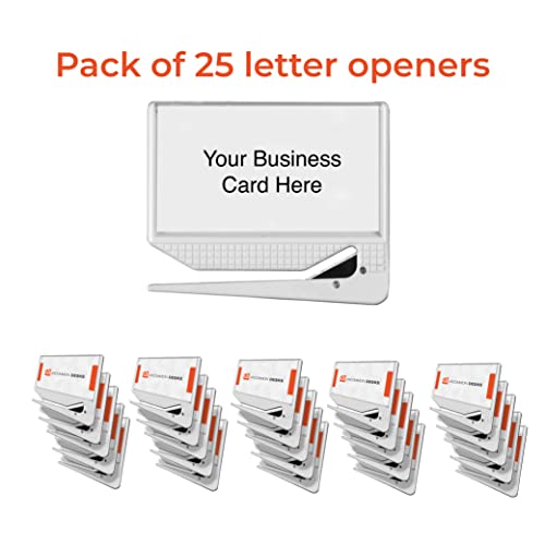 Promotional Business Card Letter Openers, White, 25 Pack