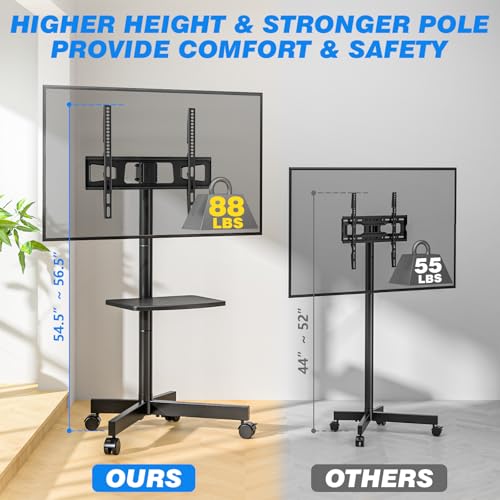 Rfiver Rolling TV Stand with Shelf for 23-65 inch TVs up to 88lbs