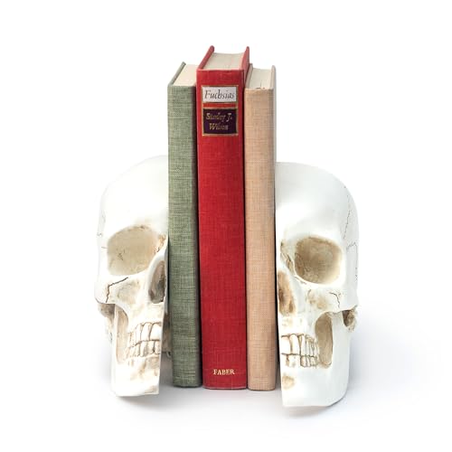 Suck UK | Skull Book Ends | Gothic Book Ends for Shelves & Book Storage | Gothic Home Decor Goth Ornaments | Bookshelf Decor | Gifts for Women | Bookends Shelves | Skull Gifts Women