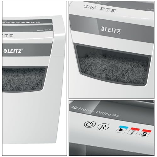 Leitz IQ Paper Shredder, 10 Sheet, Cross Cut, 6 Gallon Bin, P4 Security, Anti-Jam, Home Office (170003)