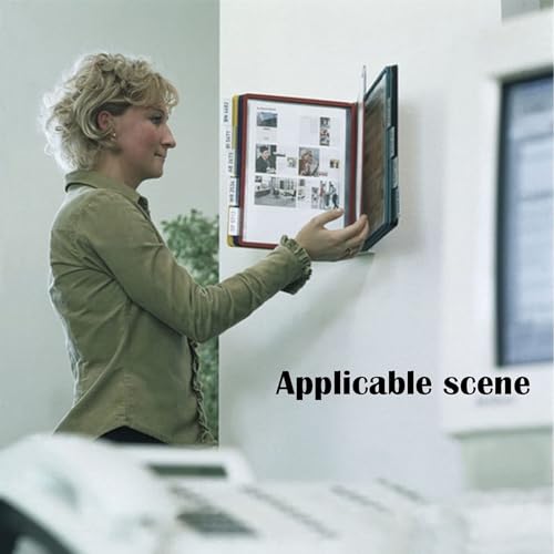 NUHSLF Metal Wall Mount Reference and Display System,10-Page Wall Mount Reference Organizer, with A4 Letter Size Pockets,Catalog Display Rack, for Display Company Images (B)