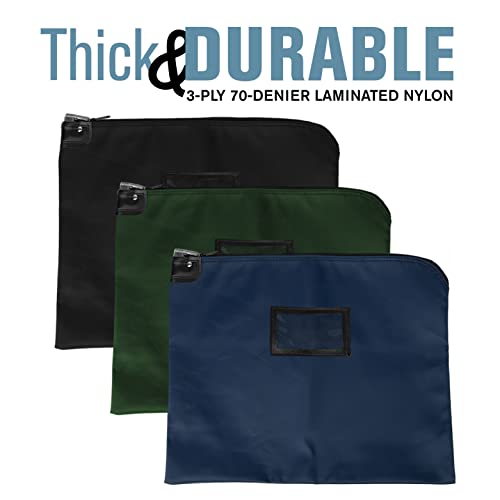 BankSupplies HIPAA Locking Courier Bag 19 x 15 Black – Laminated Nylon Security Bag with Metal Pop-Up Lock – Cash, Checks & Document Transport