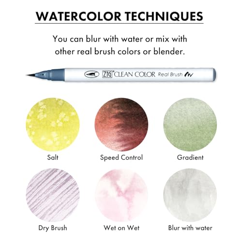 Kuretake ZIG Clean Color Real Brush, NEW 30 Colors with Flexible Brush Tips, Watercolor Pens for Painting, Drawing, Calligraphy and Brush Lettering for Artists and Beginner Painters, Made in Japan…