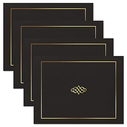 Ornate Empire Award Certificate Collection - Includes 25 Certificate Papers (White/Gold), 25 Heavy Linen Folders (Black/Gold), 25 Gold Foil Seals, Laser & Inkjet Printer Compatible