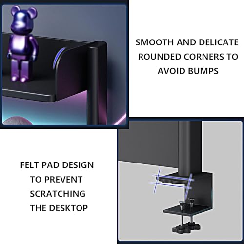 ZBJDX Metal Computer Desktop Shelving, Clamp on Gaming Desk Accessories with Pegboard and Shelf, for Office Dorm Home,Small