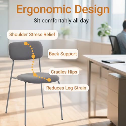 Sidanli Reception Chair Set of 4, Stackable Waiting Room Seating for Office, Lobby, and Guest Use, Grey
