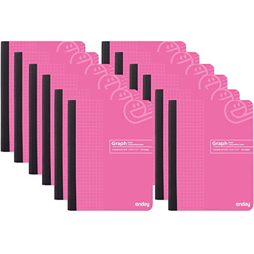 Emraw Graph Paper Composition Notebook Bulk, Pink Hard Cover Graphing Notebook, 4 Squares Per Inch Graph Ruled Composition Notebook, Premium Quad Ruled Notebook, 100 Sheets (96 Pack)- By Enday