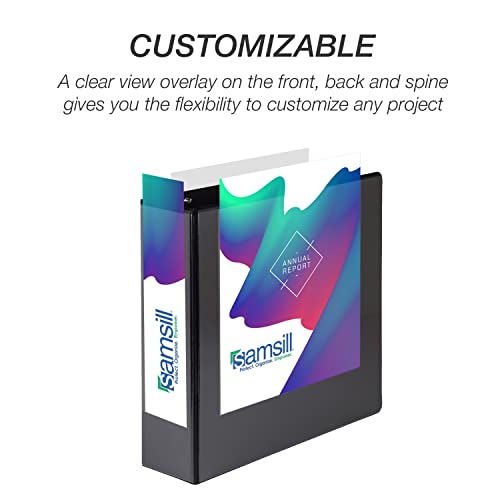 Samsill Durable 3 inch 3 Ring Binder, D Ring Binder, 100% Recycled Chipboard, Black, Pallet of 288 Binders in 24 Cartons