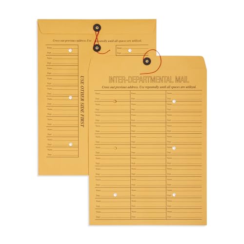 Blue Summit Supplies 25 12" x 16" Interoffice Envelopes, String & Button