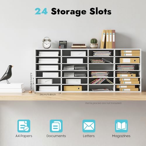 Namiose Literature Organizer, 24 Compartments Plastic Office Mailbox