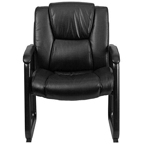 BizChair Big & Tall 500 lb. Rated Black LeatherSoft Tufted Executive Side Reception Chair with Sled Base