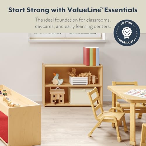 Angeles Value Line Narrow 2-Shelf Storage, 36" L x 26" H, Kids Storage Organizer, Kids Bookshelf for Classroom, Playroom, Nursery, Montessori School, Natural