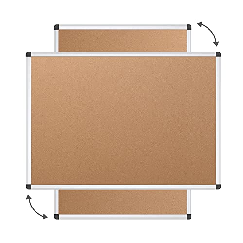VIZ-PRO Cork Notice Board, 36 X 24 Inches, Pack of 2, Silver Aluminium Frame