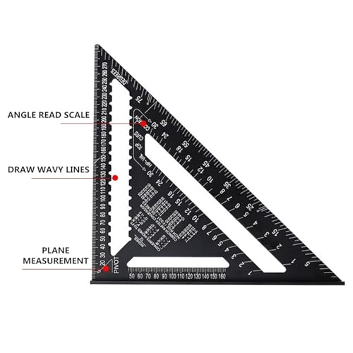 Angle Protractor,12 Inch Speed Square Metric Triangle Ruler Aluminum Alloy Measuring Ruler Woodworking